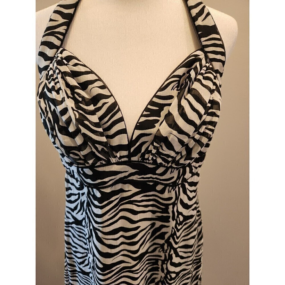 Joseph Ribkoff Zebra Print,  Halter,  Knee Length Dress Sz 8 Back zip - Picture 2 of 10